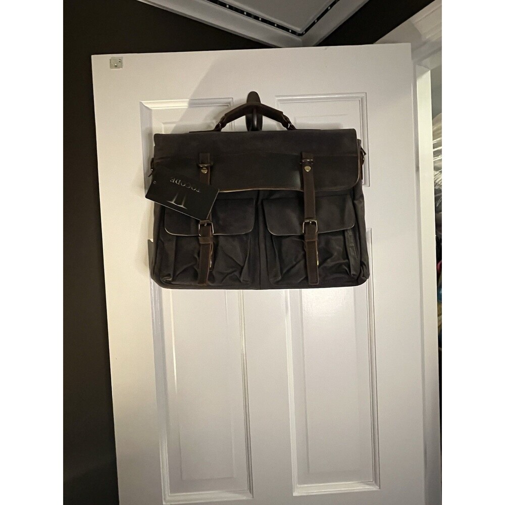 Tocode Vintage Waxed Canvas Messenger/laptop Bag NWT, Brown Leather Accent,